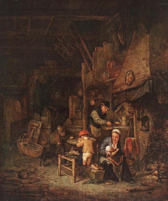 OSTADE, Adriaen Jansz. van Interior with a Peasant Family sg